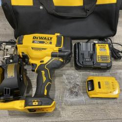 AS-IS DEWALT 20V MAX Lithium-Ion 15-Degree Electric Cordless Roofing Nailer Kit
