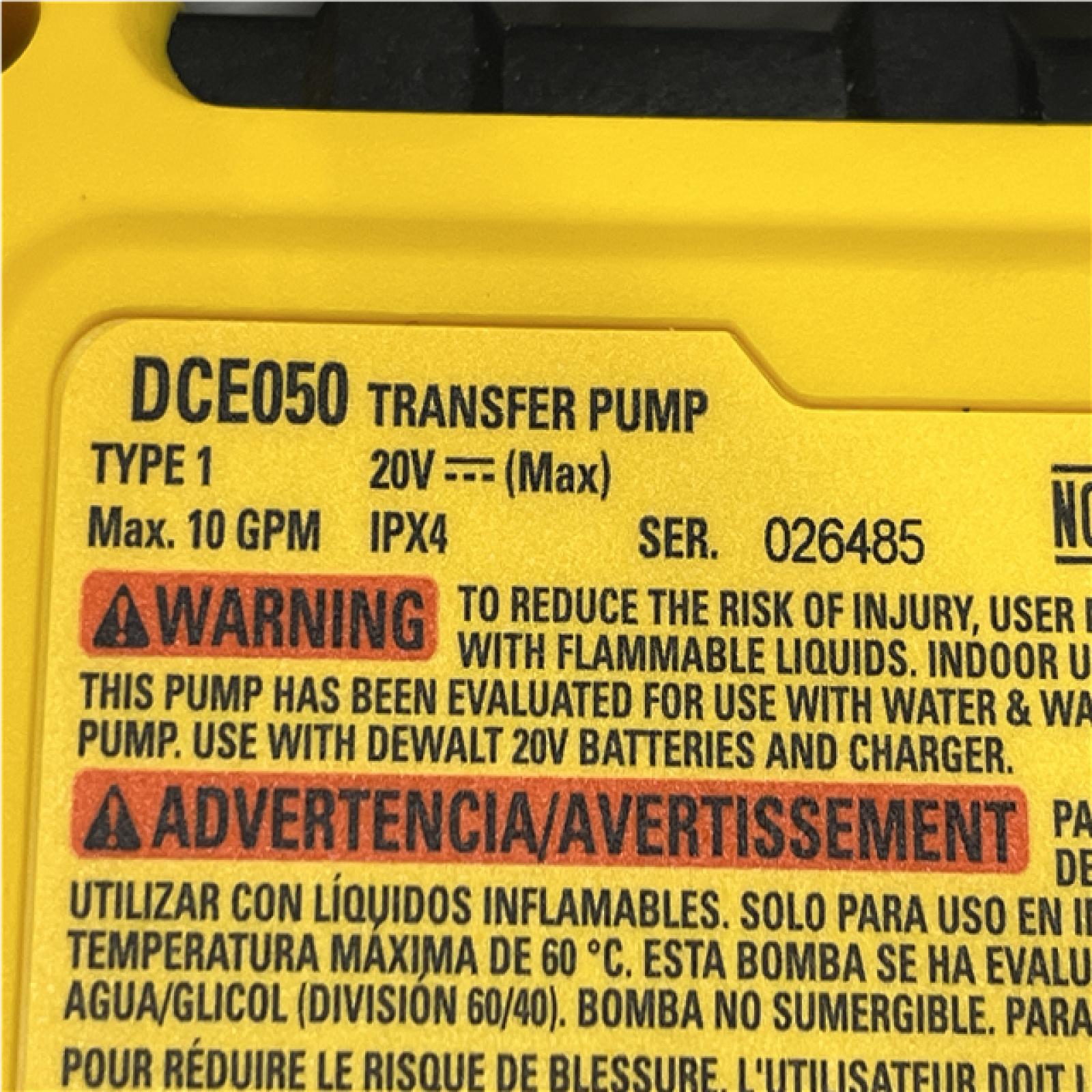 AS-IS DEWALT 20-Volt MAX Lithium-Ion Cordless Liquid Transfer Pump Kit