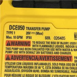 AS-IS DEWALT 20-Volt MAX Lithium-Ion Cordless Liquid Transfer Pump Kit