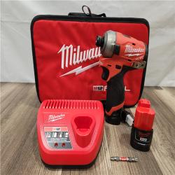 AS-IS- Milwaukee M12 FUEL SURGE 12V Lithium-Ion Brushless Cordless 1/4 in. Hex Impact Driver Compact Kit W/Two 2.0Ah Batteries  Bag