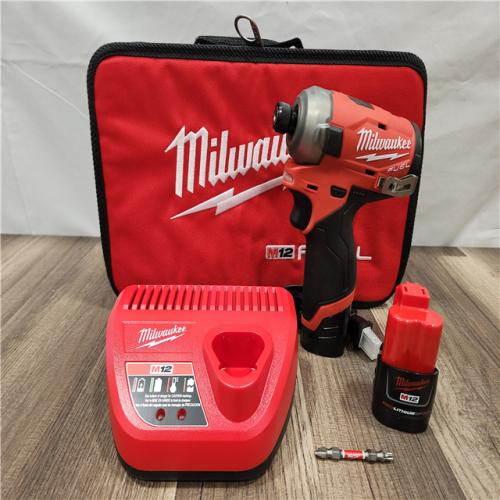 AS-IS- Milwaukee M12 FUEL SURGE 12V Lithium-Ion Brushless Cordless 1/4 in. Hex Impact Driver Compact Kit W/Two 2.0Ah Batteries  Bag