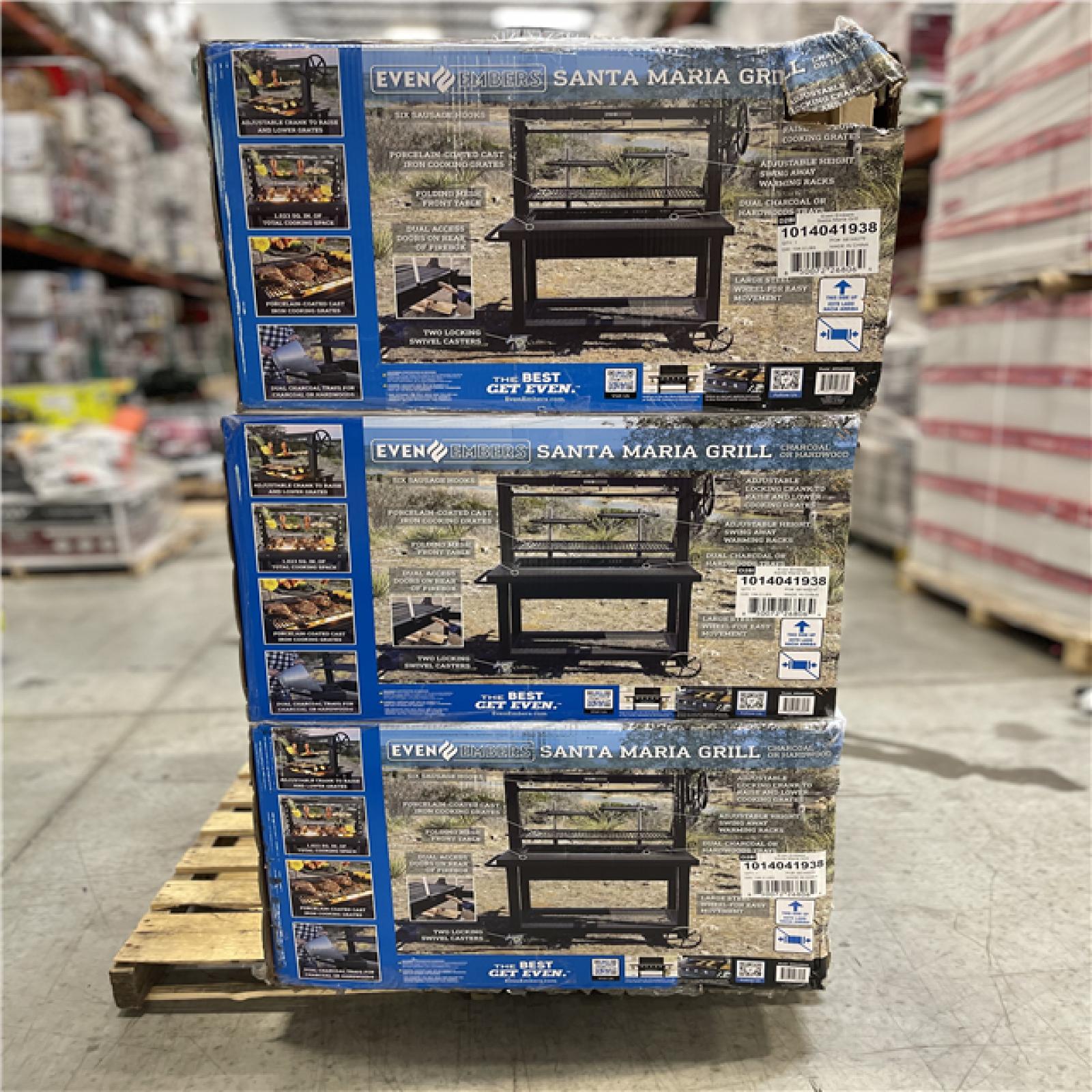 DALLAS LOCATION- Even Embers Santa Maria Charcoal and Wood Grill in Black with Cover Included (3 UNITS)