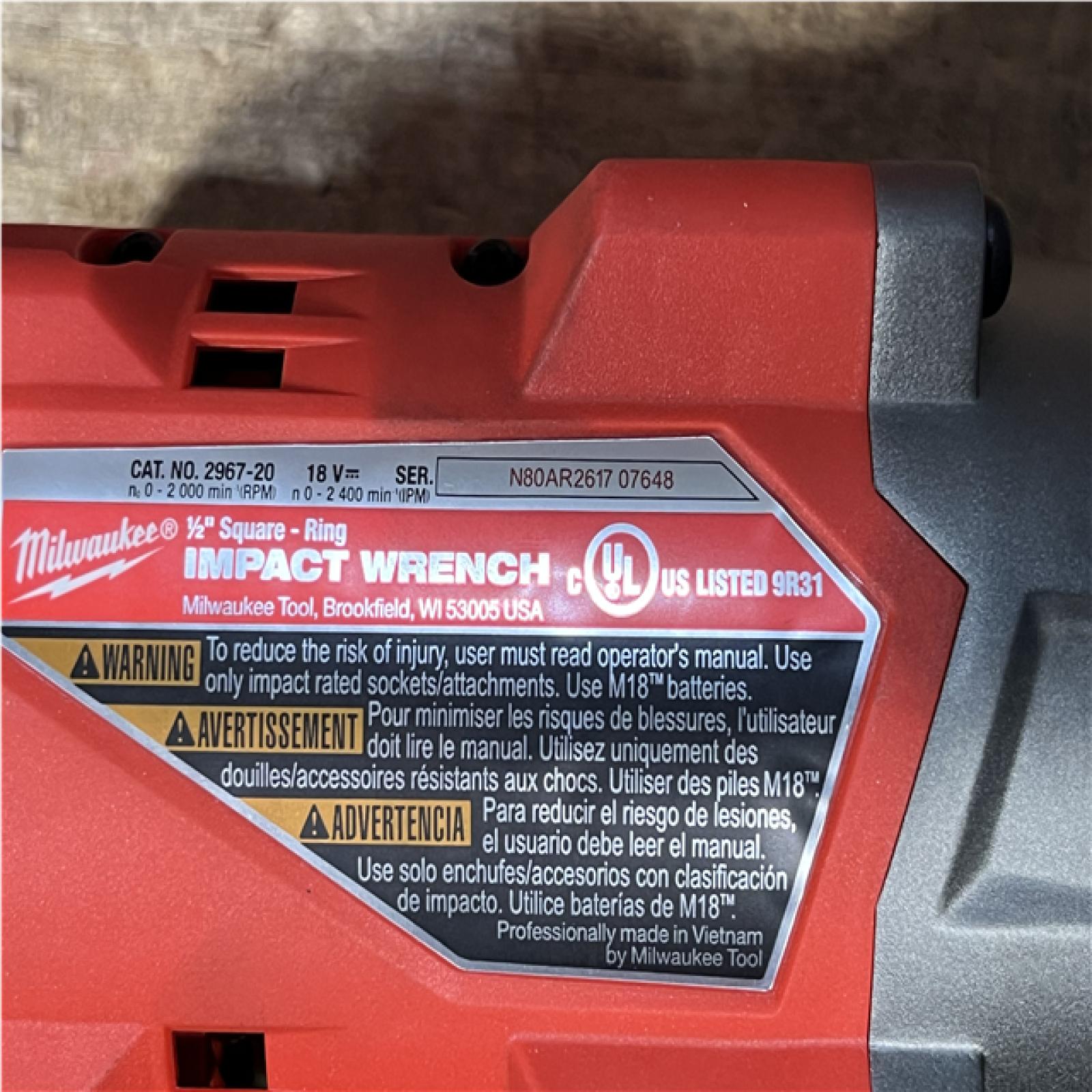 Houston Location AS-IS Milwaukee FUEL 18V Lithium-Ion Brushless Cordless 1/2 in. Impact Wrench w/Friction Ring Kit