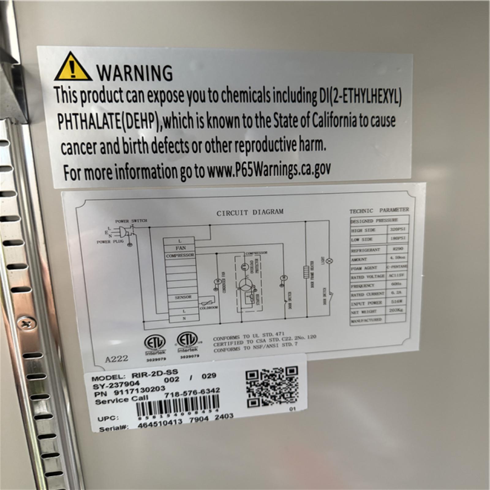 California AS-IS Koolmore 47 cu. ft. Commercial 2 Solid Door Refrigerator in Stainless Steel