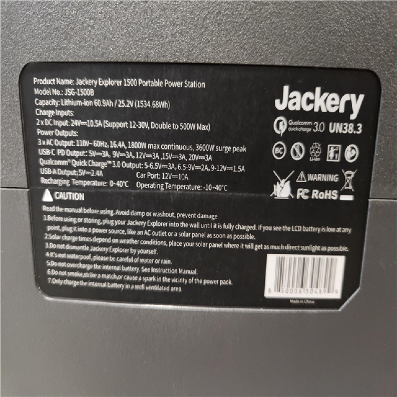 Phoenix Location NEW Jackery Solar Generator Power Outdoors 1534Wh/1800W Model No. JSG-1500B