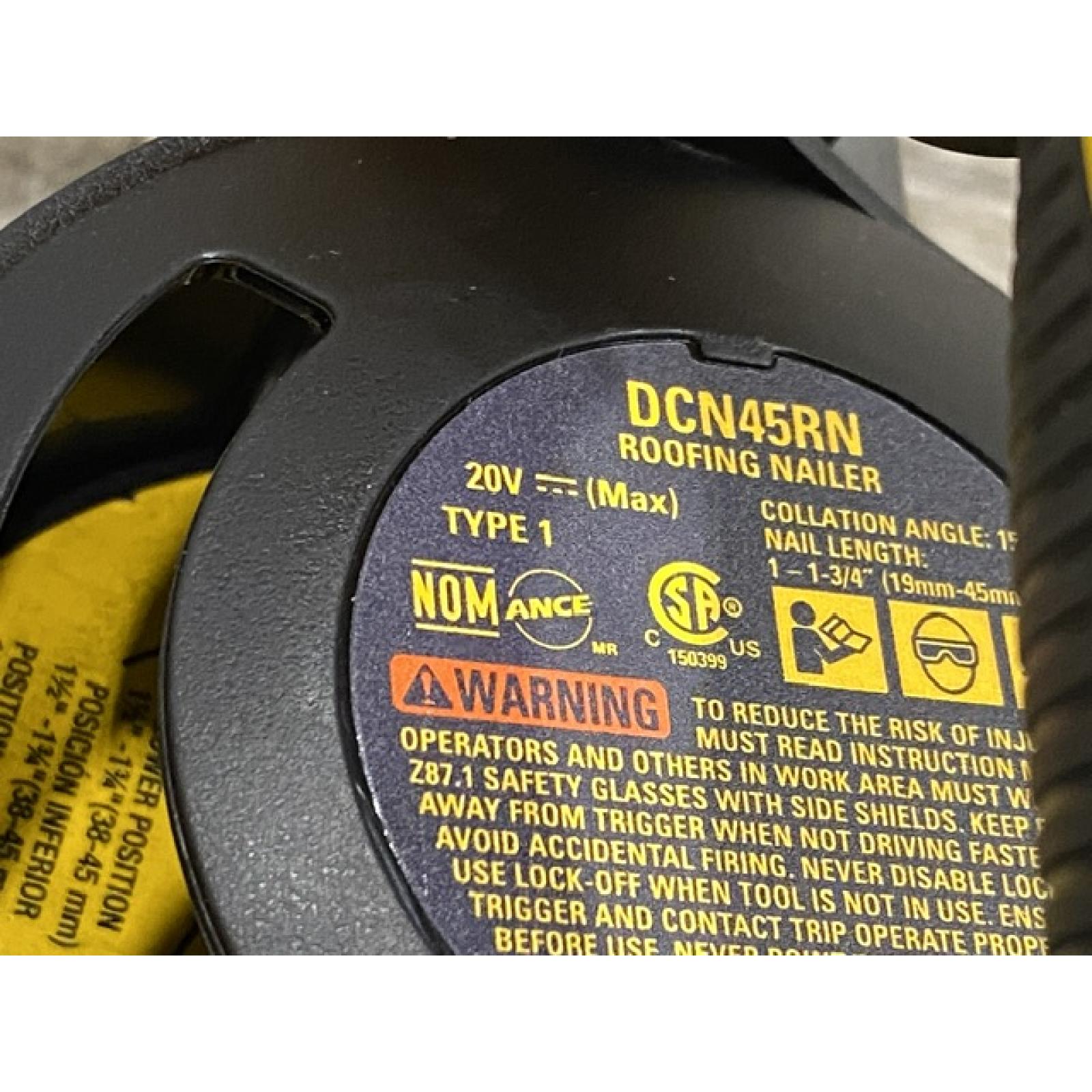 AS-IS DEWALT 20V MAX Lithium-Ion 15-Degree Electric Cordless Roofing Nailer Kit