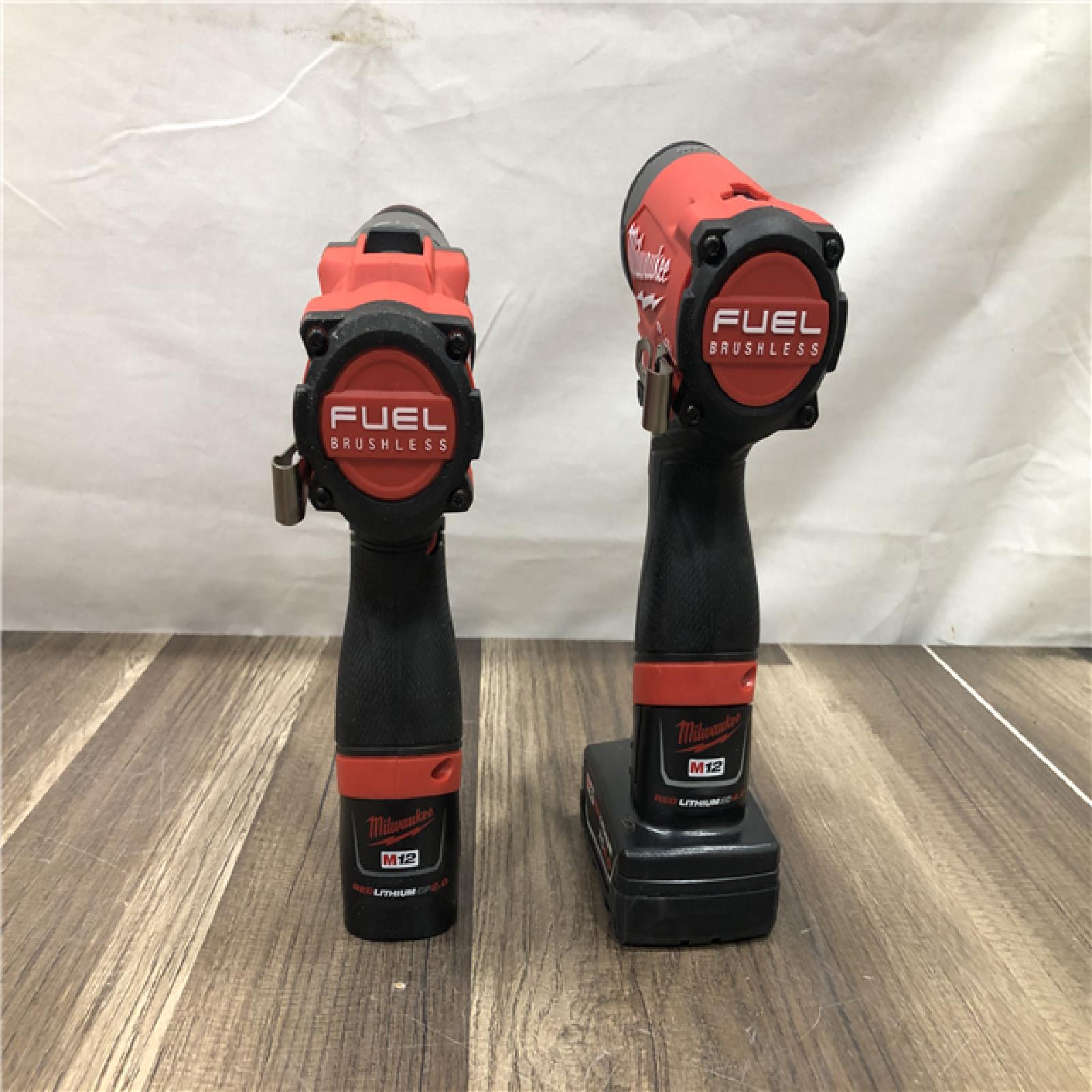 AS-IS Milwaukee FUEL 12-Volt Lithium-Ion Brushless Cordless Hammer Drill and Impact Driver Combo Kit