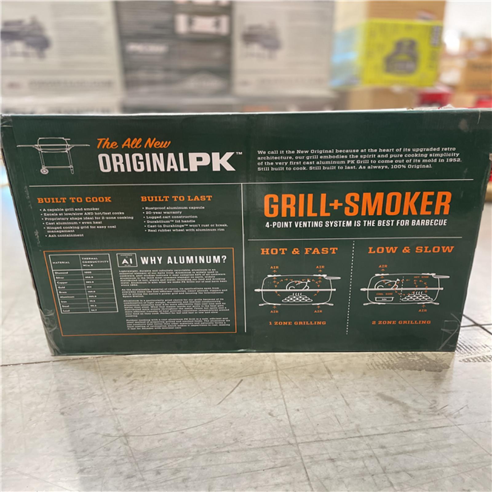 DALLAS LOCATION- PK300 Aaron Franklin Cast Aluminum Portable Charcoal Grill in Black Coal