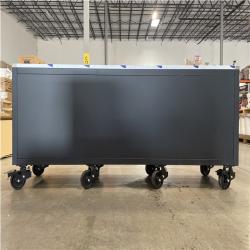 DALLAS LOCATION- AS-IS HUSKY 96 in. W x 24 in. D 16-Drawer Heavy-Duty Mobile Workbench Matte Black/Stainless Steel Top