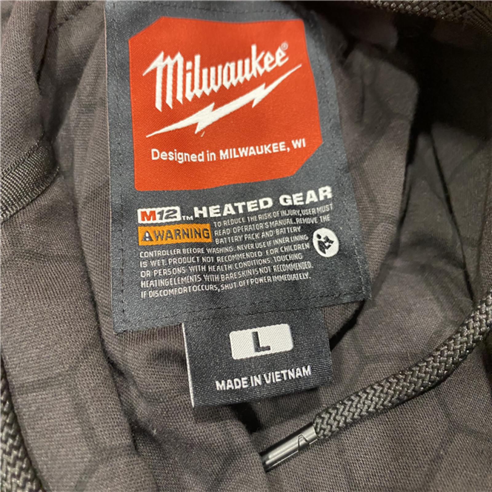 AS-IS Milwaukee Men's Large 12-Volt Lithium-Ion Cordless Black Heated Jacket Hoodie Kit