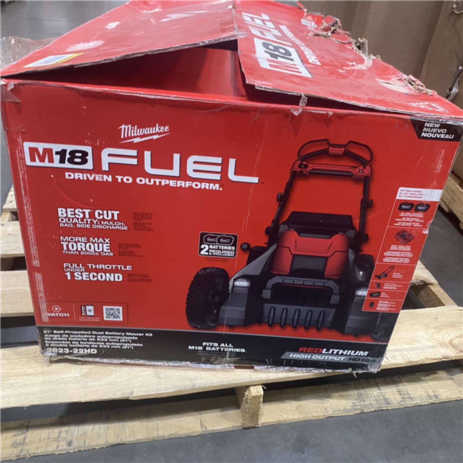 Dallas Location - As-Is Milwaukee 18 FUEL 21 Self-Propelled Dual Battery Mower Kit