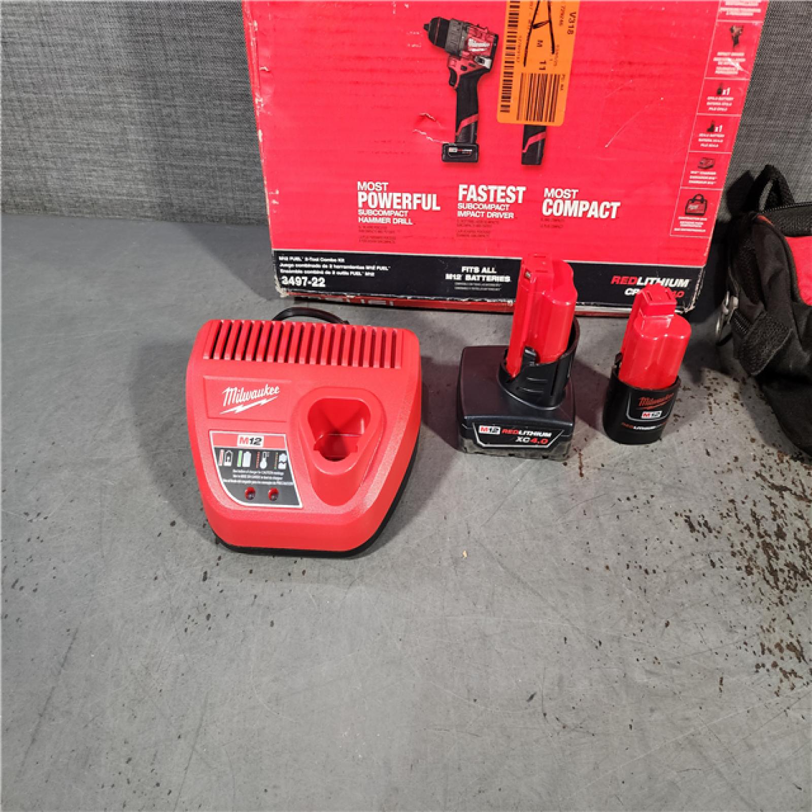 HOUSTON LOCATION - AS-IS Milwaukee 3497-22 12V Brushless Hammer Drill and Impact Driver Combo Kit