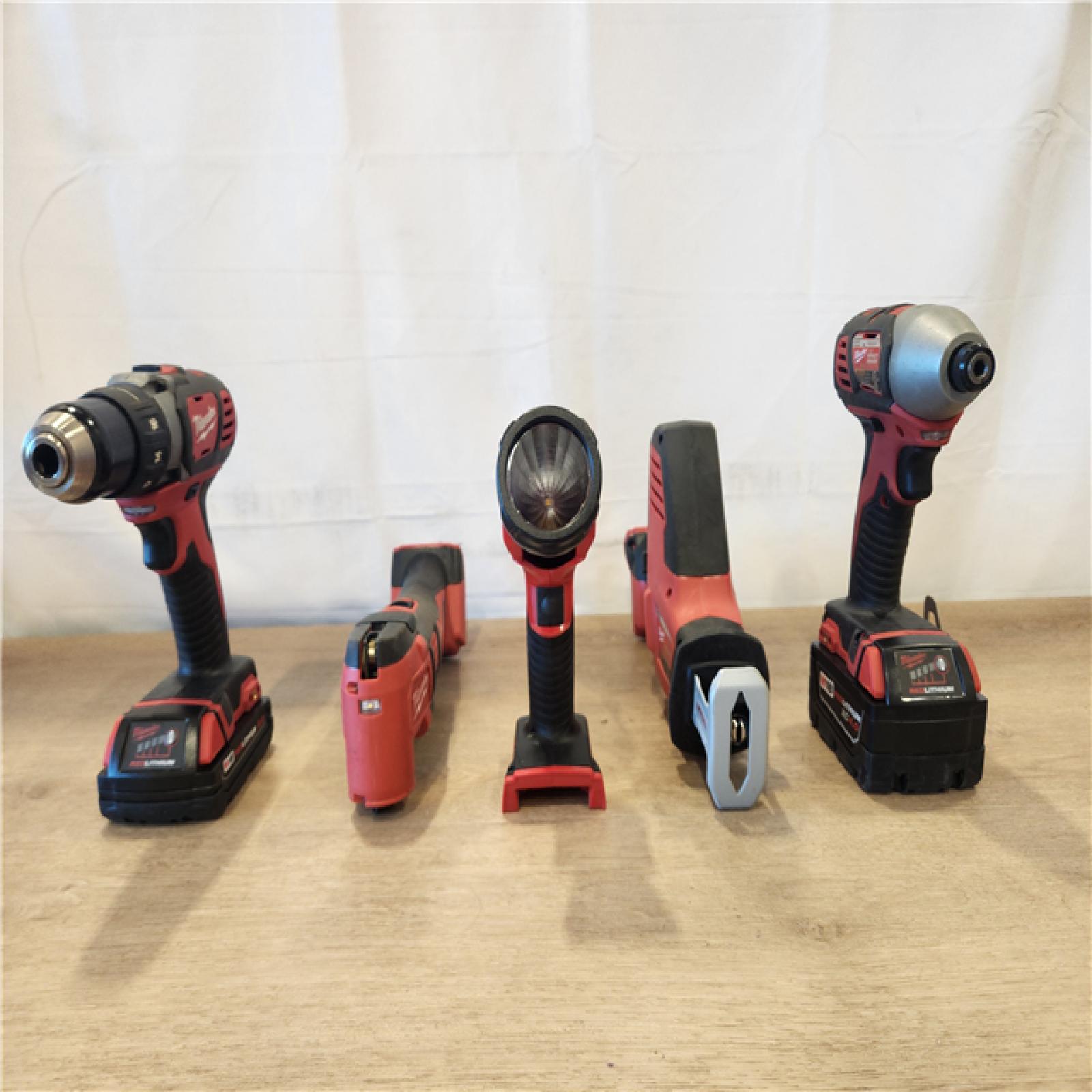 AS-IS- M18 18V Lithium-Ion Cordless Combo Kit (5-Tool) with (2) Batteries  Charger and Tool Bag