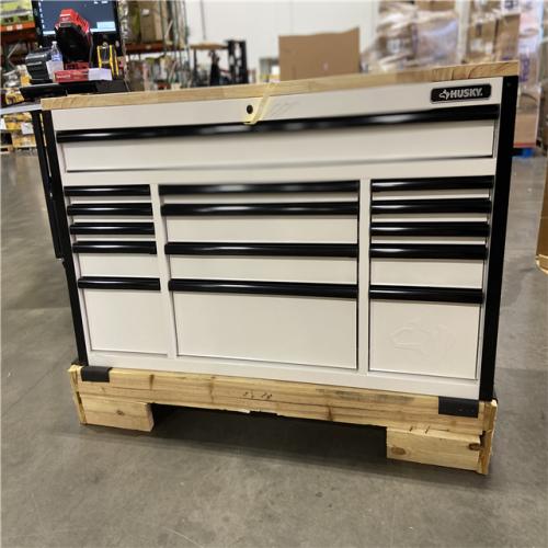 DALLAS LOCATION - Husky Tool Storage 61 in. W x 23 in. D Heavy Duty White Mobile Workbench Tool Chest