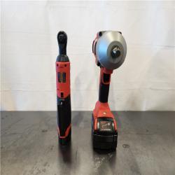 AS-IS- Milwaukee 12/18V Lithium-Ion Cordless 3/8 in. Ratchet and 1/2 in. High Torque Impact Wrench with Friction Ring Combo Kit