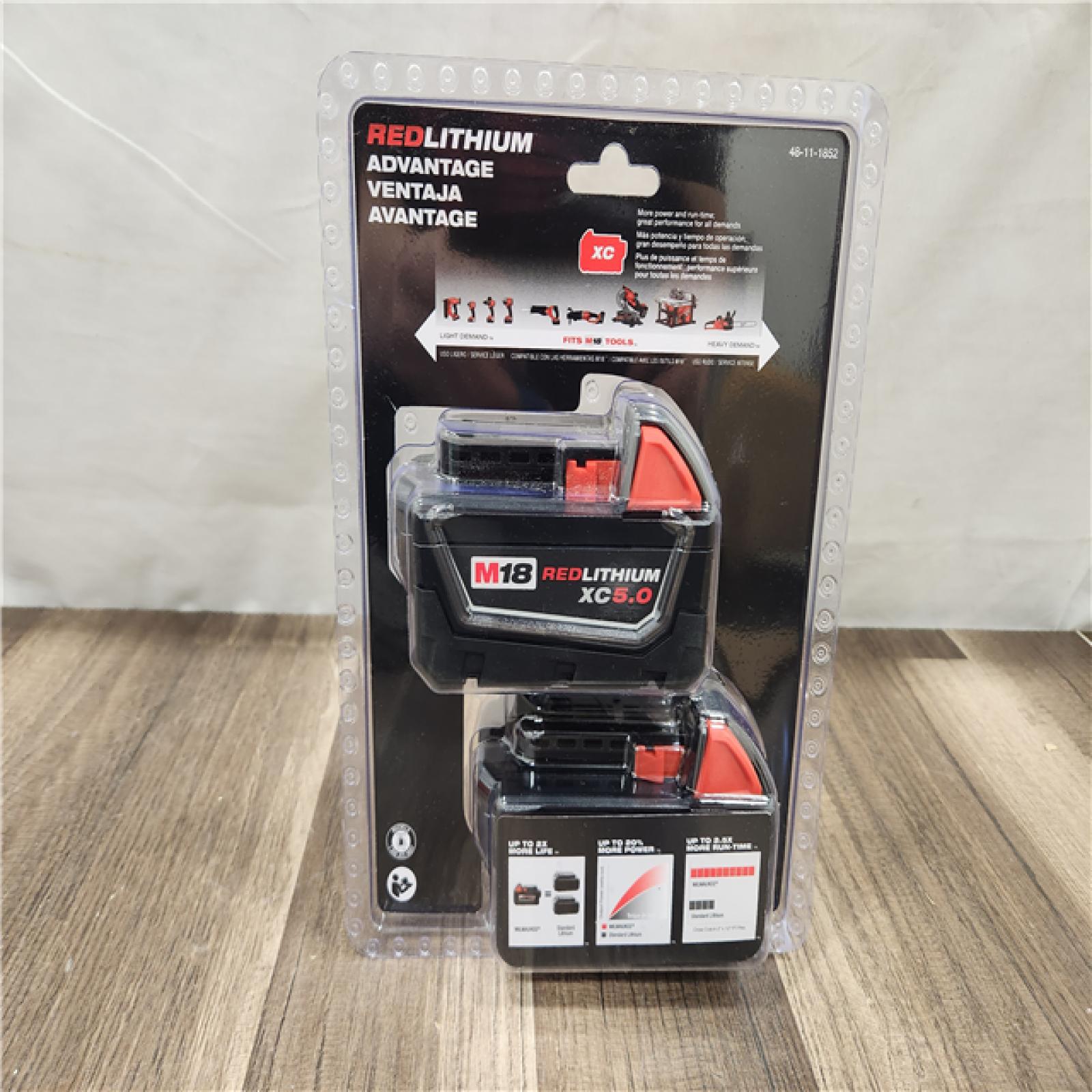 NEW- Milwaukee M18 18-Volt Lithium-Ion XC Extended Capacity 5.0 Ah Battery Pack (2-Pack)