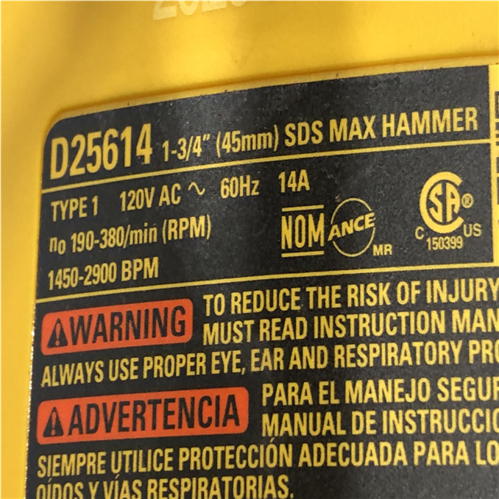 AS-IS DeWalt 1-3/4 in. SDS MAX Combination Rotary Hammer Kit with Case and Side Handle