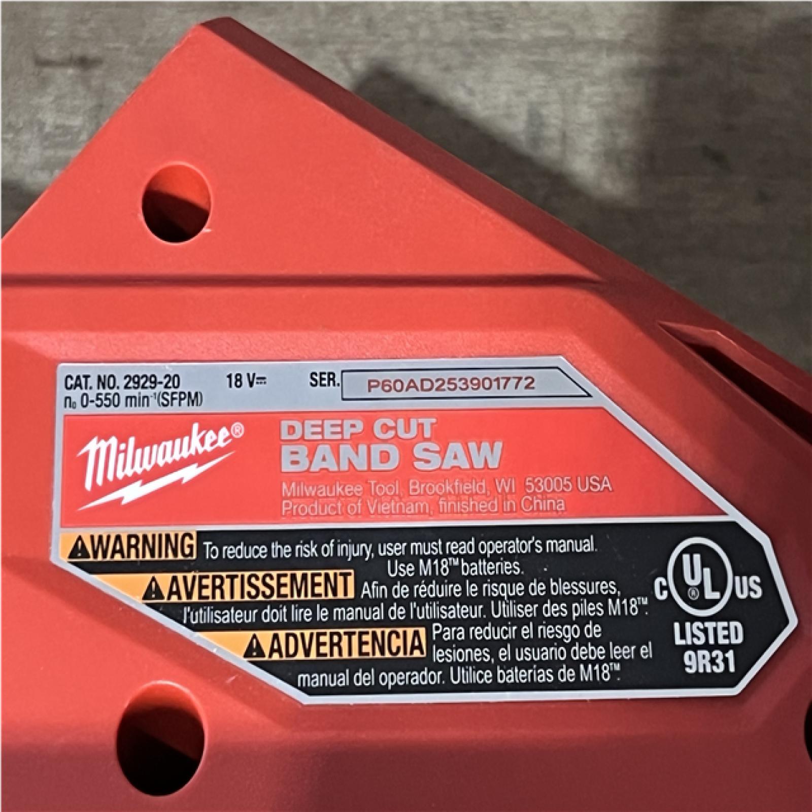 Houston Location AS-IS Milwaukee FUEL 18V Lithium-Ion Brushless Cordless Deep Cut Band Saw (Tool-Only)