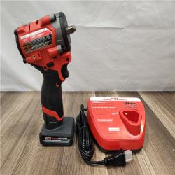 AS-IS- Milwaukee M12 FUEL 12V Li-Ion Brushless Cordless Stubby 3/8 in. Impact Wrench Kit W/(1) 5.0 Ah High Output Battery