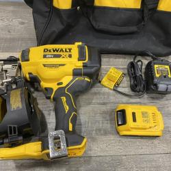 AS-IS DEWALT 20V MAX Lithium-Ion 15-Degree Electric Cordless Roofing Nailer Kit