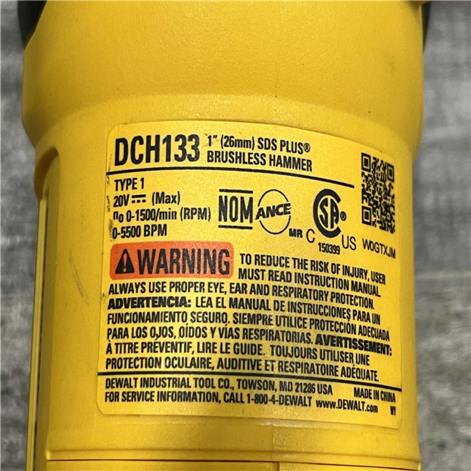 AS-IS DEWALT 20V MAX Cordless Brushless 1 in. SDS Plus D-Handle Concrete and Masonry Rotary Hammer (Tool Only)