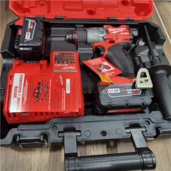 AS-IS Milwaukee Hammer Drill Driver Kit with Batteries  Charger & Tool Case  Red