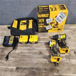 HOUSTON LOCATION - AS-IS DEWALT 20V MAX XR Hammer Drill and ATOMIC Impact Driver 2 Tool Cordless Combo Kit with (2) 4.0Ah Batteries, Charger, and Bag