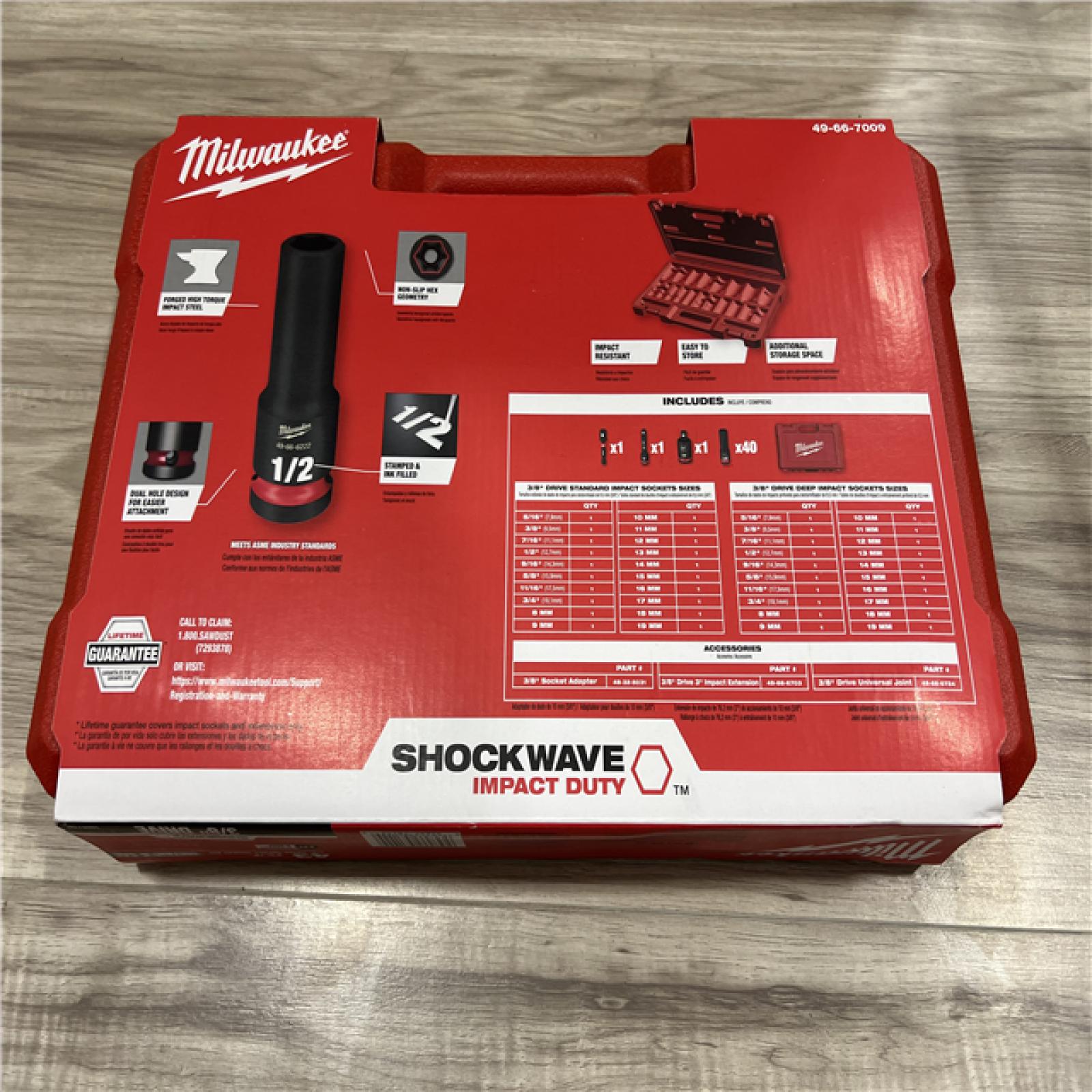 NEW Milwaukee SHOCKWAVE 3/8 in. Drive SAE and Metric 6 Point Impact Socket Set (43-Piece)