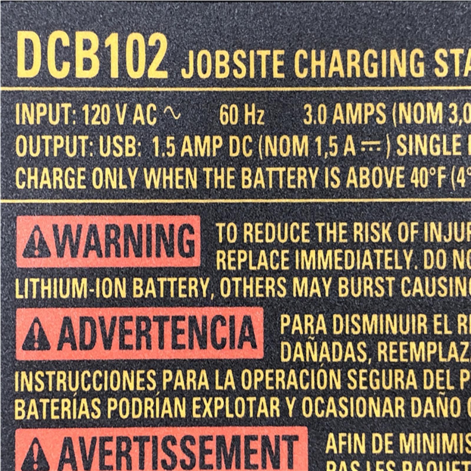 AS-IS DEWALT 12-Volt to 20-Volt MAX Lithium-Ion Dual Port Jobsite Fast Charging Station