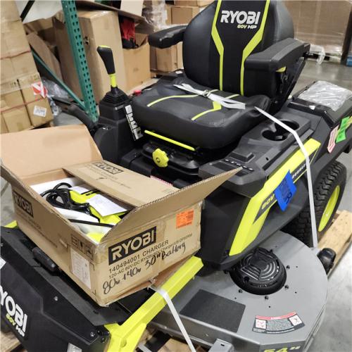 Dallas Location - As-Is RYOBI 80V HP Brushless 54 in. Battery Electric Cordless Zero Turn Riding Mower (3) 80V Batteries (4) 40V Batteries and Charger