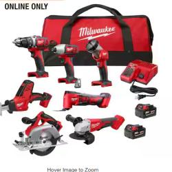 NEW! - Milwaukee M18 18-Volt Lithium-Ion Cordless Combo Kit 7-Tool with 2-Batteries  Charger and Tool Bag