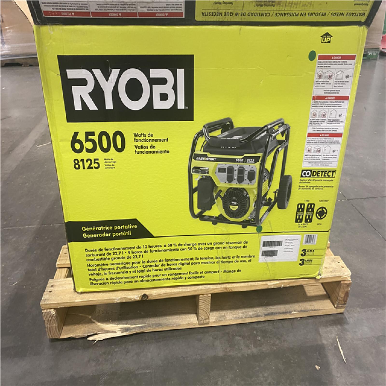 Dallas Location - As-Is RYOBI 8125-Watt Gasoline Powered Portable Generator