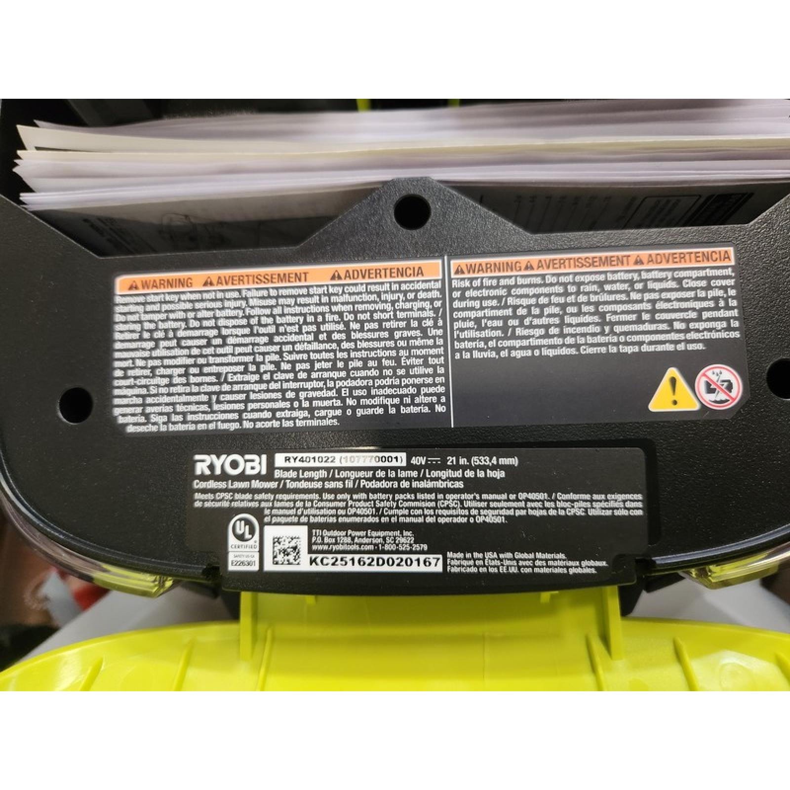 Phoenix NEW RYOBI 40V HP Brushless 21 Whisper Series Cordless Walk-Behind Multi-Blade Push Lawn Mower - (2) 6.0 Ah Batteries & Charger