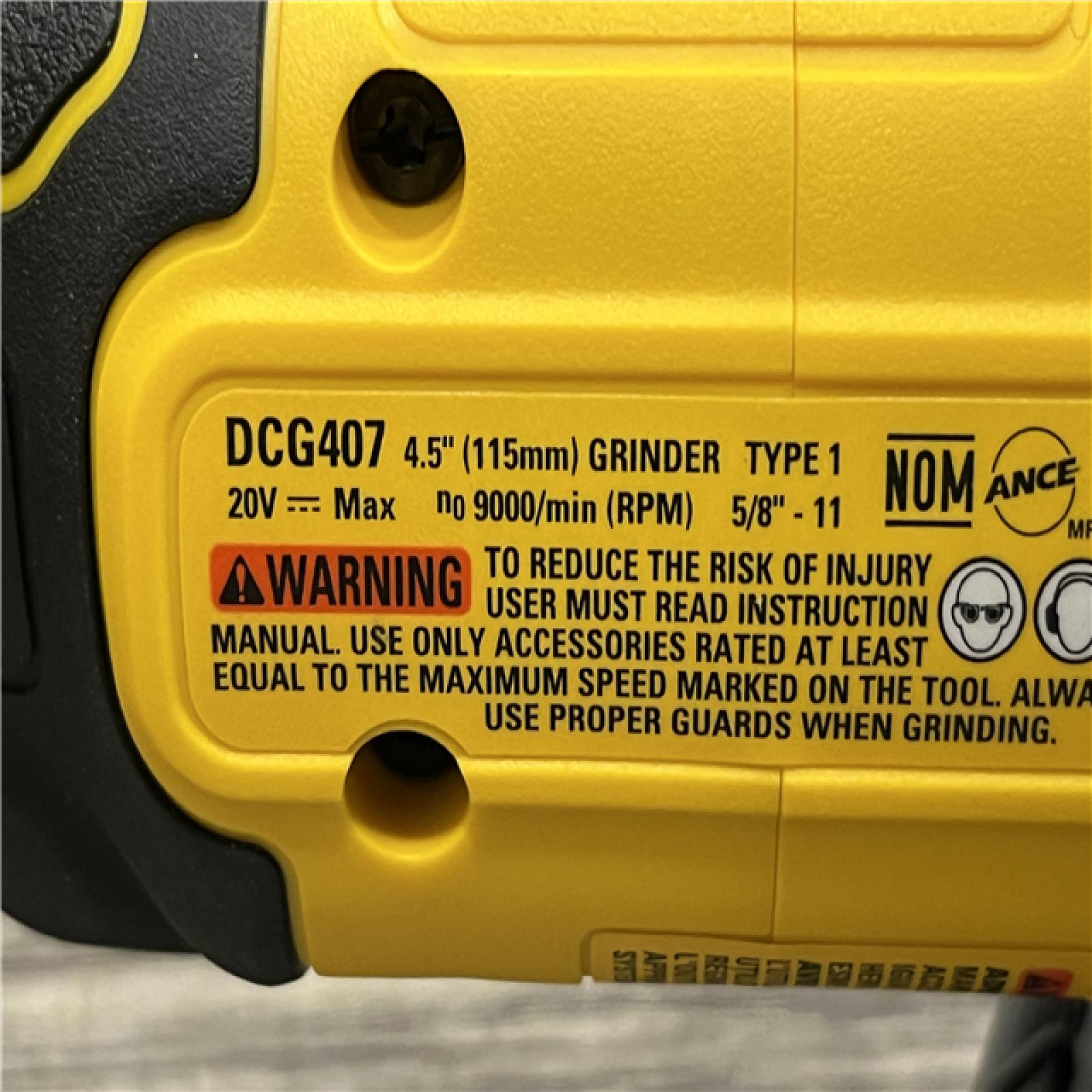 AS-IS DEWALT 20-Volt MAX Cordless Brushless 4-1/2 in. Angle Grinder with Slide Switch (Tool Only)