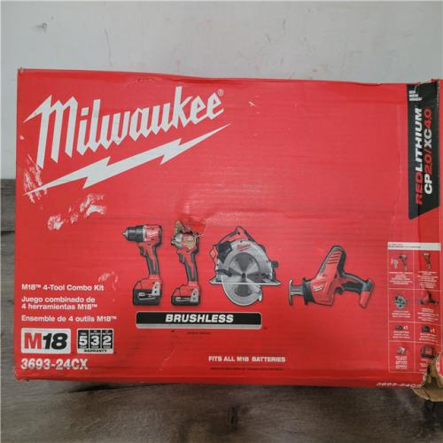 CALIFORNIA NEW MILWAUKEE M18 4-TOOL COMBO KIT (2 BATTERIES  1 CHARGER  AND BAG INCLUDED)