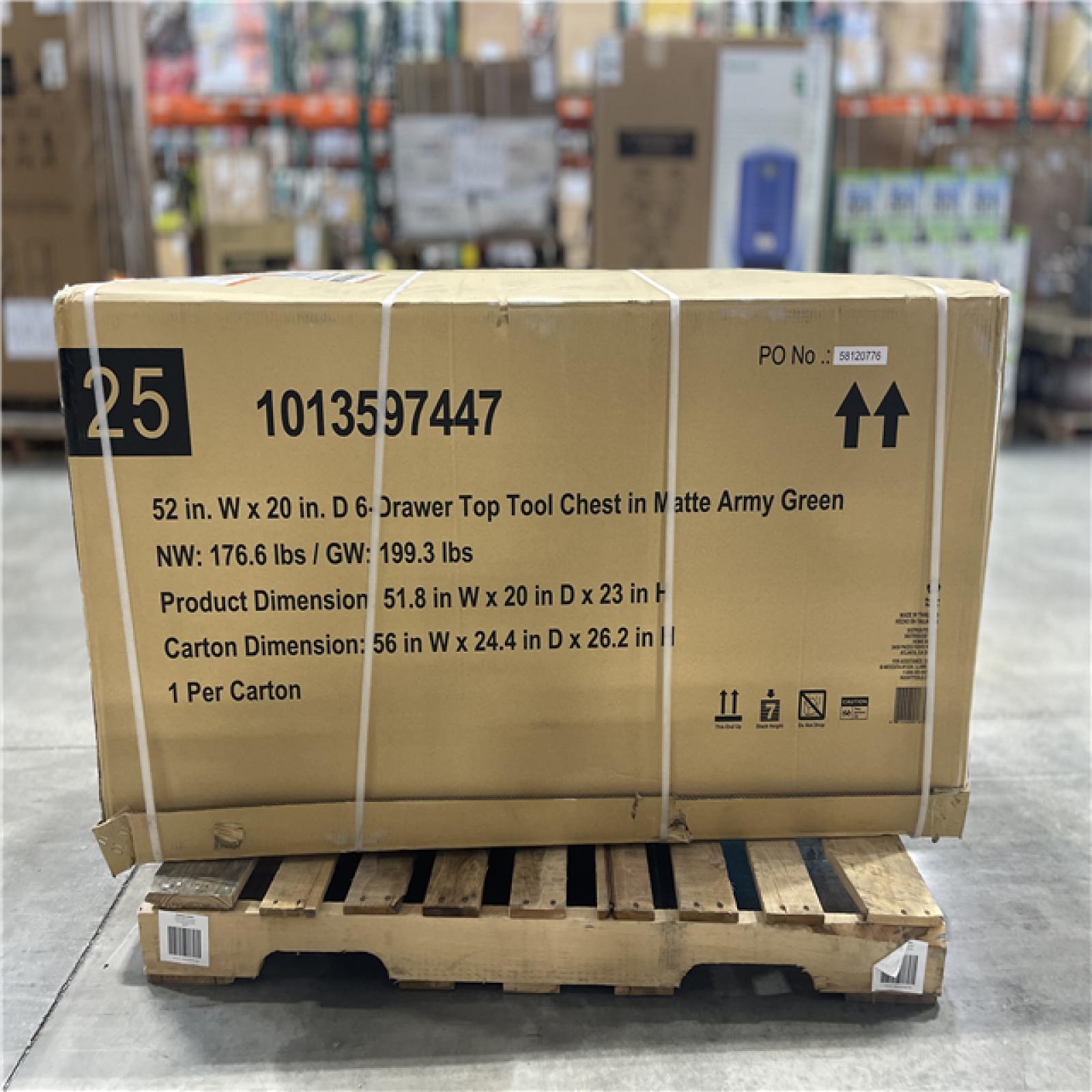 DALLAS LOCATION- Husky Heavy Duty 52 in. W 6-Drawer Matte Army Green Top Tool Chest