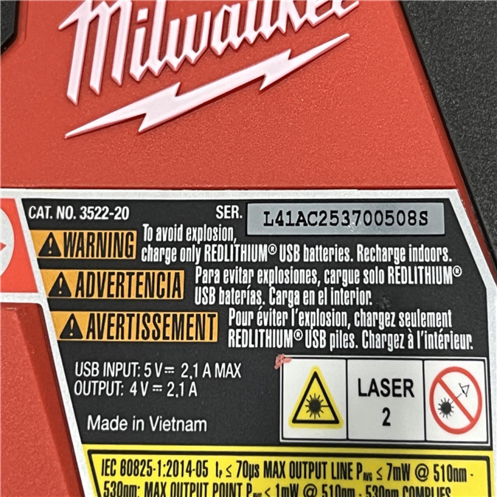 AS-IS Milwaukee 100 ft. REDLITHIUM Lithium-Ion USB Green Rechargeable Cross Line Laser Level with Charger