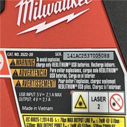 AS-IS Milwaukee 100 ft. REDLITHIUM Lithium-Ion USB Green Rechargeable Cross Line Laser Level with Charger