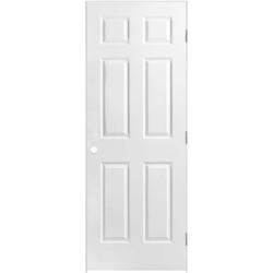 Phoenix NEW Masonite 32 in. x 80 in. 6 Panel Left-Handed Primed Composite Solid Core Single Prehung Interior Door 4-9/16 in. Flat Jamb Pallet (6-Doors)