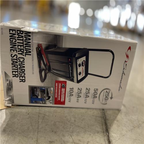 AS-IS - Schumacher Electric Automotive 6 Volt and 12 Volt 250 Amp Manual Wheeled Battery Charger and Jump Starter with a 135-Minute Timer