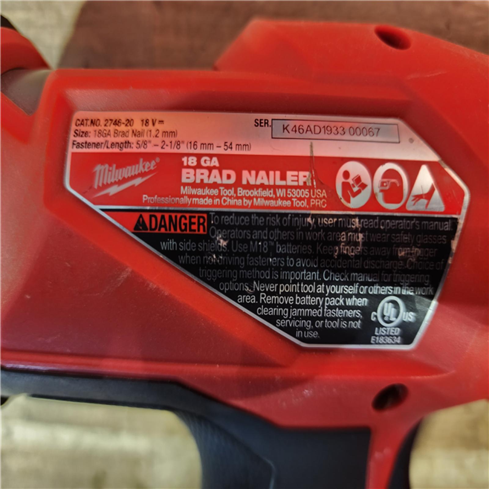 HOUSTON LOCATION - AS-IS Milwaukee FUEL 18-Volt Lithium-Ion Brushless Cordless Gen II 18-Gauge Brad Nailer (Tool-Only)