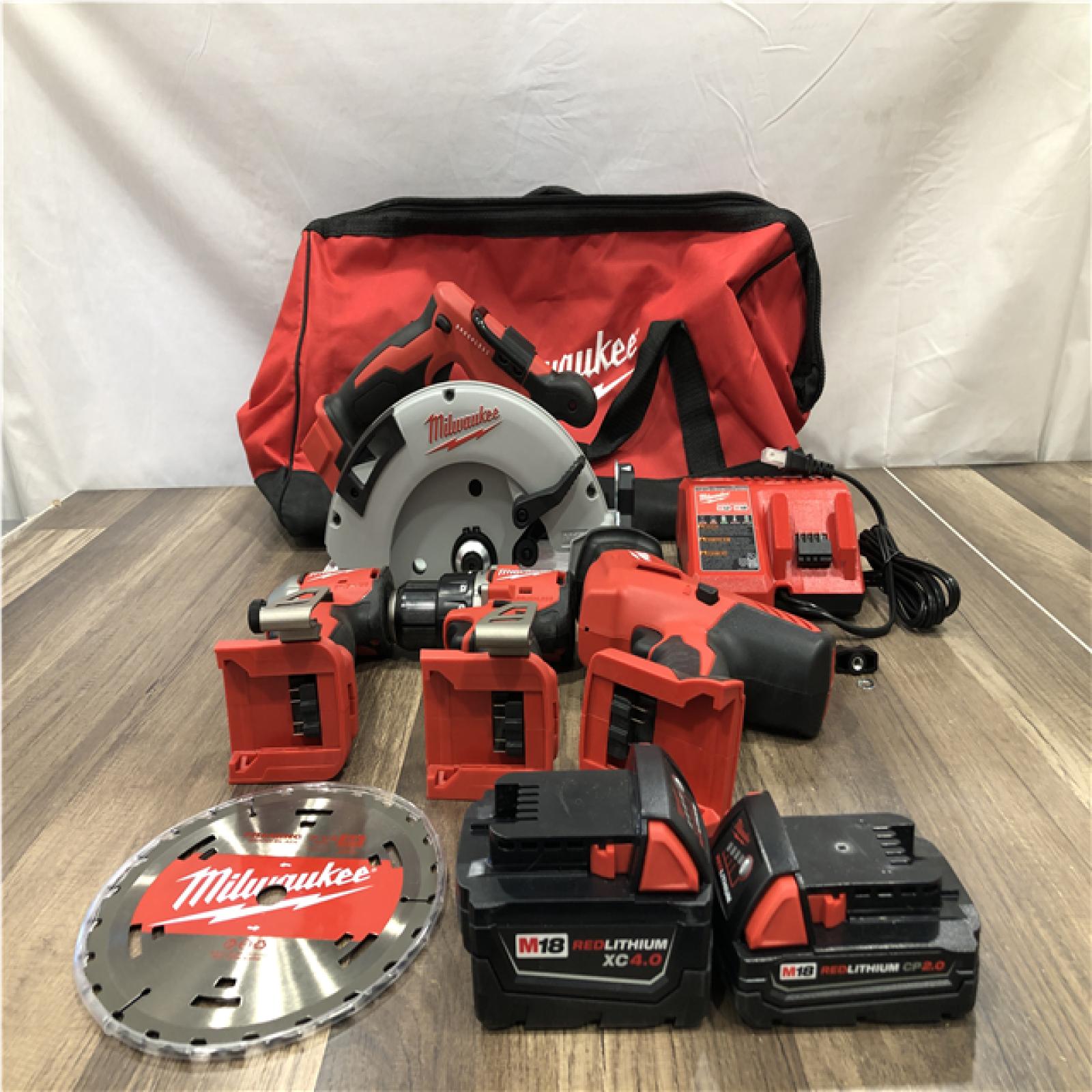 AS-IS Milwaukee 18-Volt Lithium-Ion Brushless Cordless (4-Tool) Combo Kit