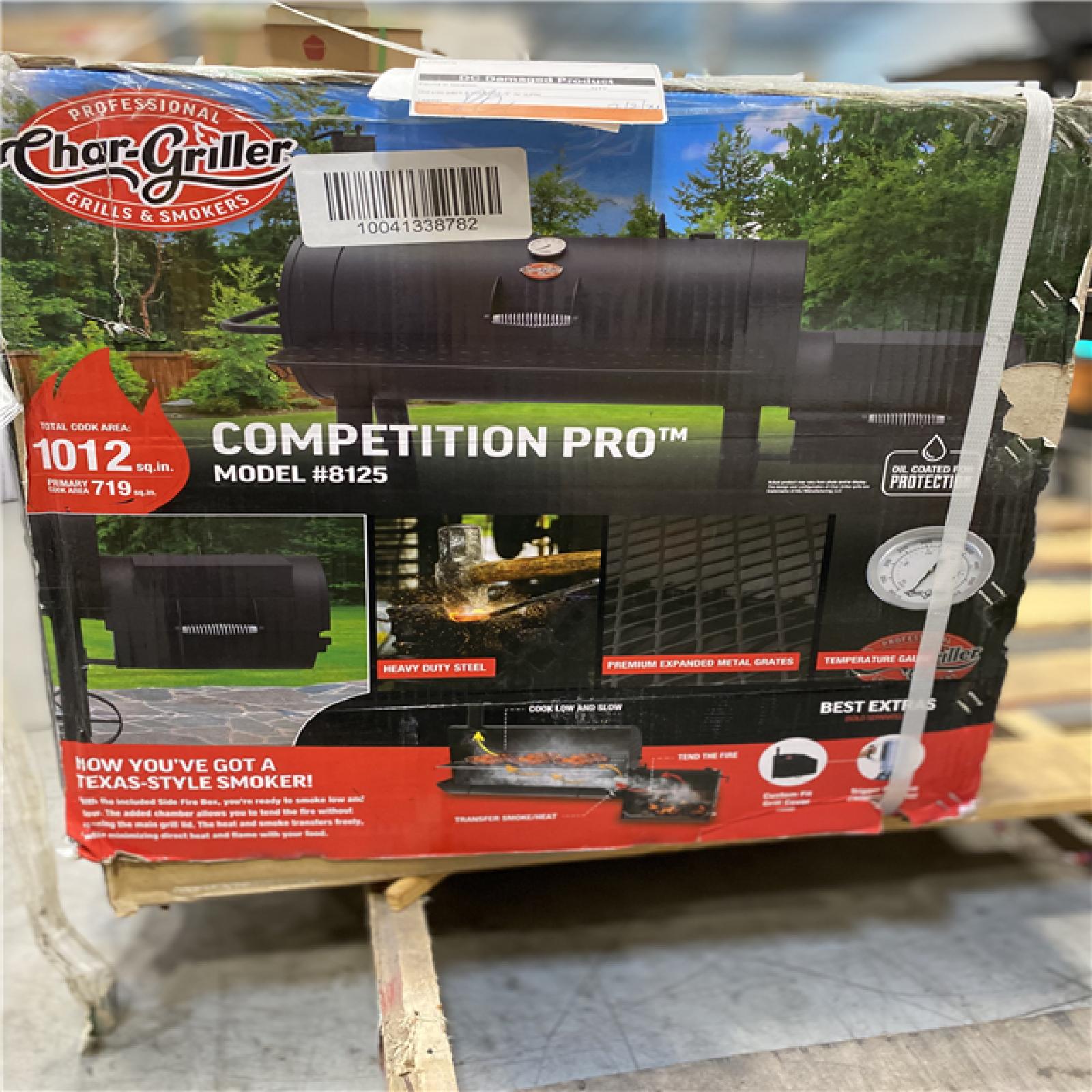 DALLAS LOCATION - Char-Griller 1012 sq. in. Competition Pro Offset Charcoal Grill or Wood Smoker in Black