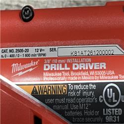 AS-IS Milwaukee FUEL 12V Lithium-Ion Brushless Cordless 4-in-1 Installation 3/8 in. Drill Driver with 4 Tool Head (Tool-Only)