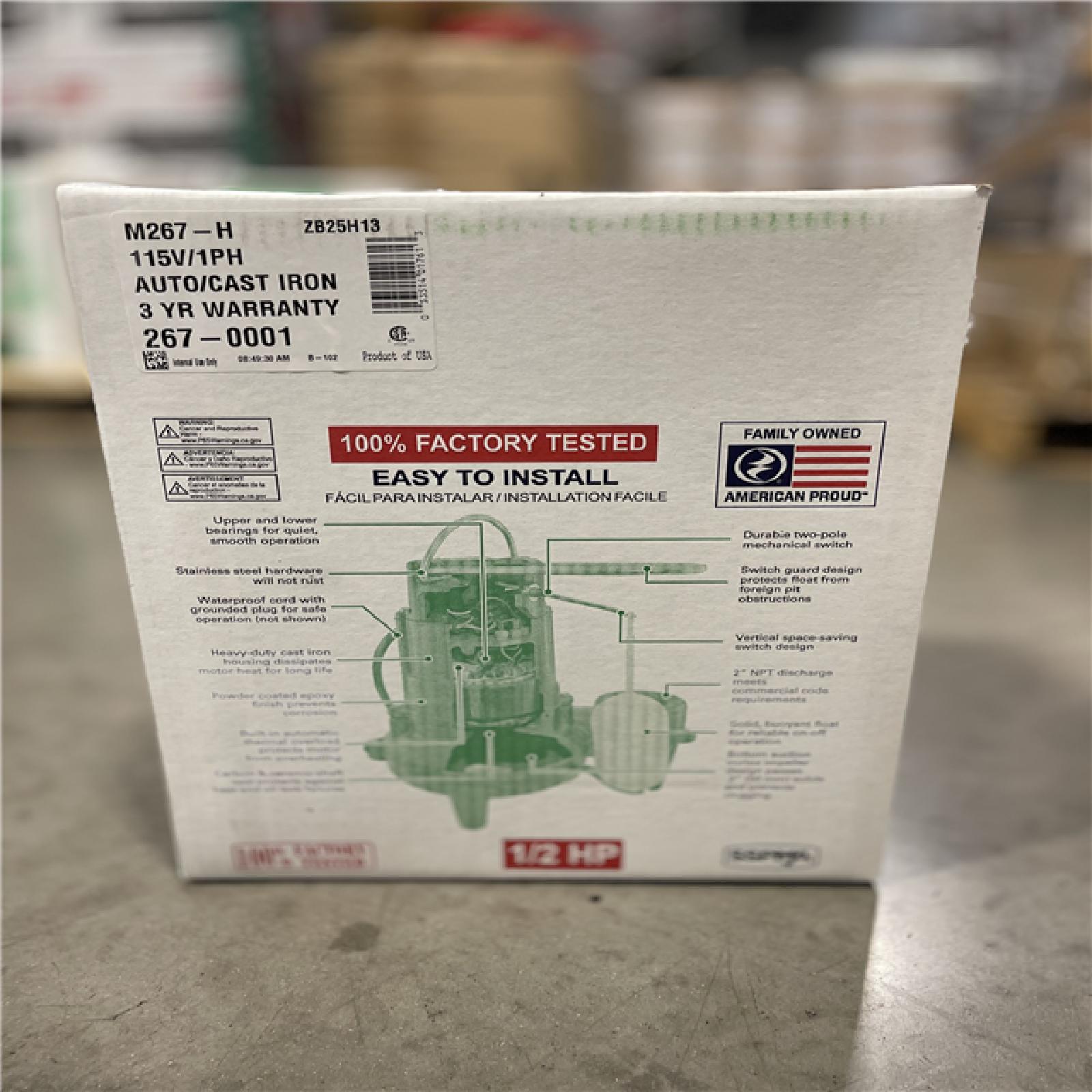 NEW! - ZOELLER M267 Sewage Pump with 10' Cord