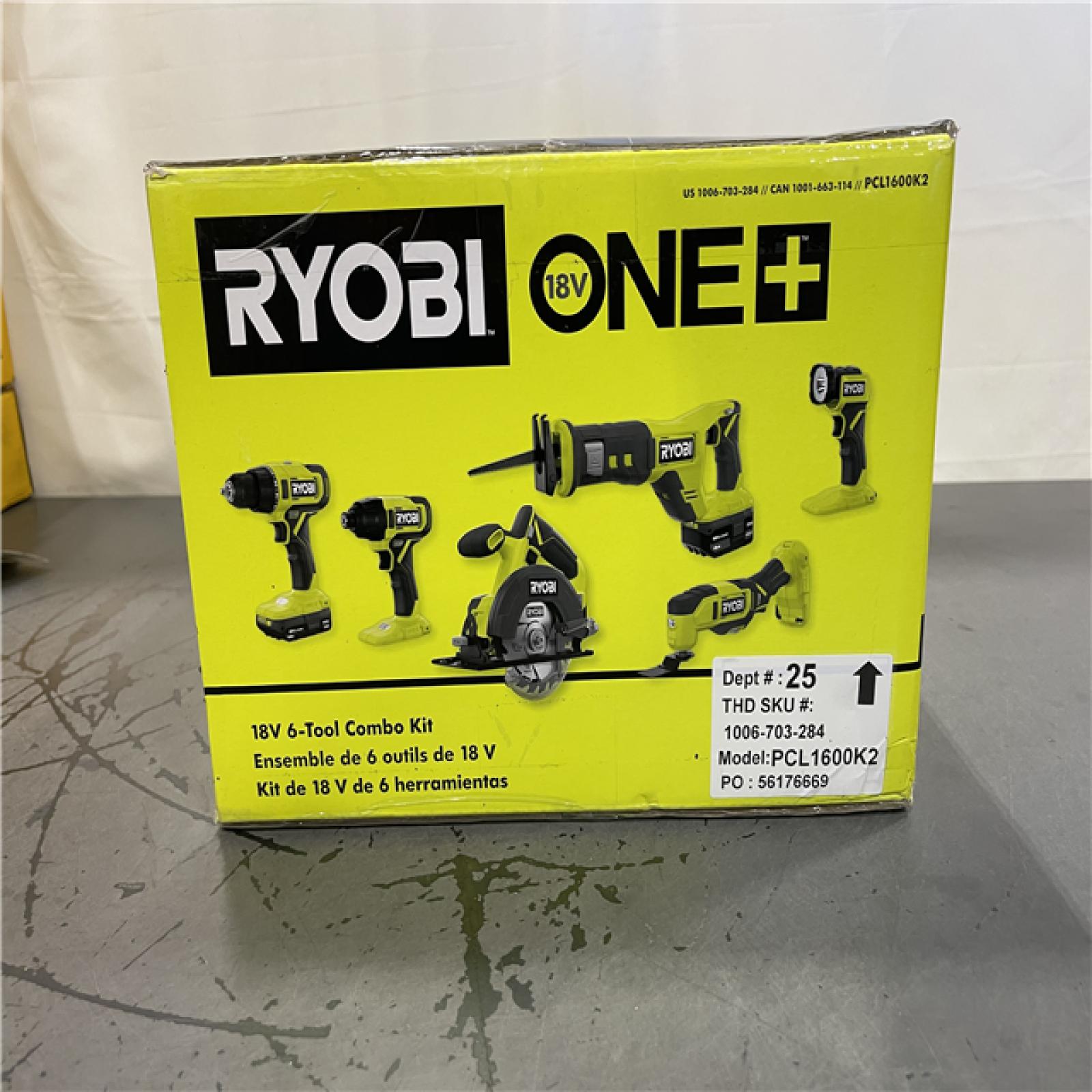 NEW! - RYOBI ONE+ 18V Cordless 6-Tool Combo Kit with 1.5 Ah Battery  4.0 Ah Battery  and Charger
