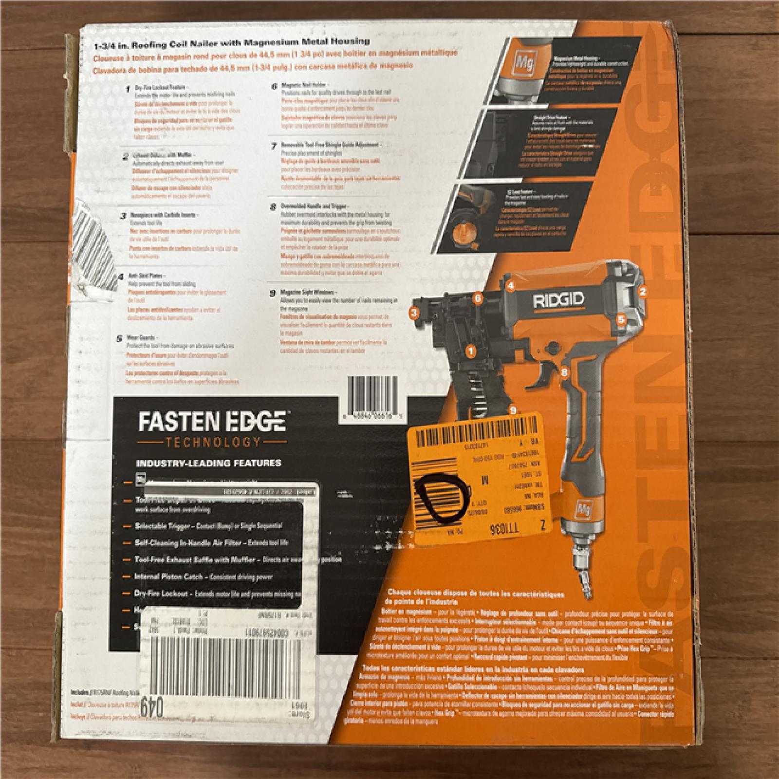 California New Ridgid 1 3/4 in. Roofing Coil Nailer with Magnesium Metal Housing