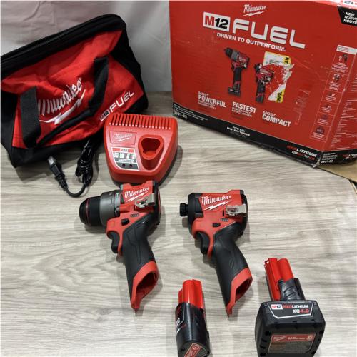 AS-IS Milwaukee FUEL 12-Volt Lithium-Ion Brushless Cordless Hammer Drill and Impact Driver Combo Kit