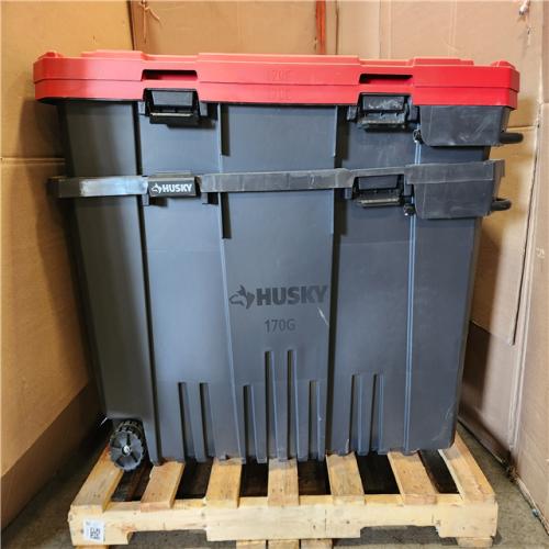 Phoenix Location AS-IS 2 Husky 170 Gal. Pro Grip Storage Tote in Black with Red Lid