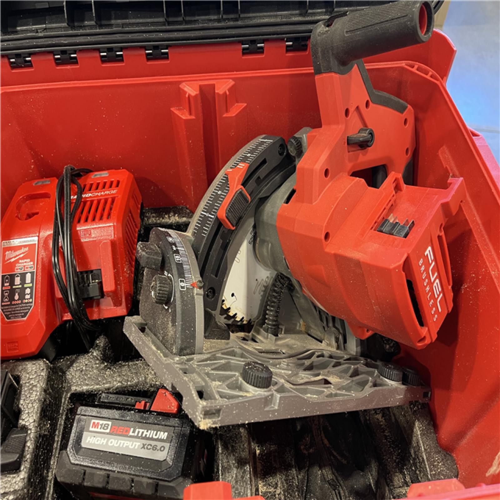 AS-IS - Milwaukee M18 FUEL 18V Lithium-Ion Brushless Cordless 6-1/2 in. Plunge Track Saw PACKOUT Kit